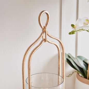 Gold Finish Pillar Candle Holder