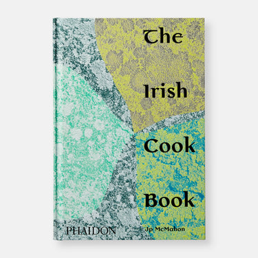 Book cover of 'The Irish Cookbook' with a textured design and Phaidon branding.