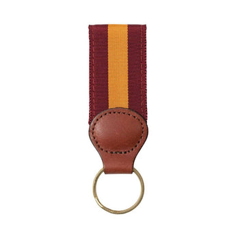 Burgundy and gold striped keychain