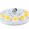 Vagabond House - Ceramic and Pewter Little Chick Deviled Egg Holder Shown with deviled eggs