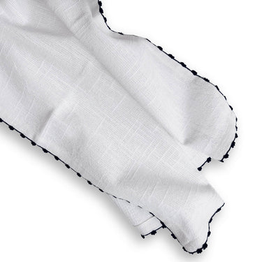 French Graffiti Knotted Edge Napkins in White with Black Trim