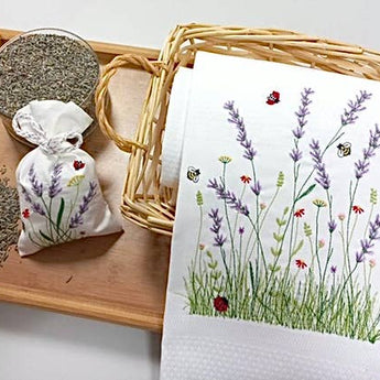 Embroidered Lavender Field Guest Towel