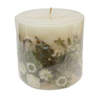 Paperwhite & Fauna Pressed Flower Pillar Candle