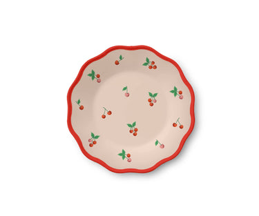 Rifle Paper Co. - Americana Melamine Assorted Dessert Plate - Cherry design, ivory background with red border
