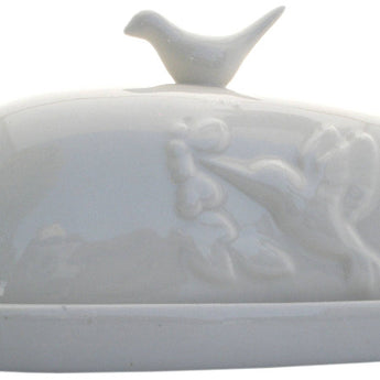 Hummingbird Butter Dish | White