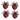 Four identical red cylindrical ring-shaped holders, each topped with a cluster of green pine-like branches, small red berries, and shiny red ornaments, arranged in a 2x2 grid on a white background.