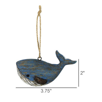 Homart Blue Wood Whale Ornament