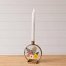Audrey's Home & Gift - Candle Holder - Glass With Pressed Flowers shown with candle