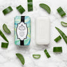 bar of aloe vera soap on a marble background
