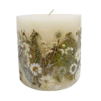 Paperwhite & Fauna Pressed Flower Pillar Candle