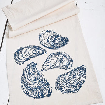 Oyster Tea Towel in Navy Blue