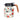 Floral-patterned coffee pot with a wooden handle on a white background