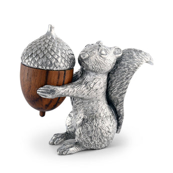 Pewter & Wood Squirrel & Acorn Salt and Pepper Shaker Set