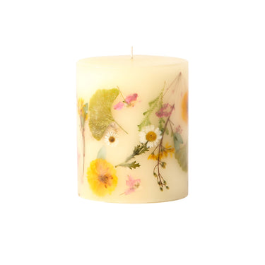 Small Round Botanical Pillar Candle | Lemon Blossom + Lychee