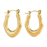 Textured Oval Gold Hoop Earrings