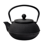 Black cast iron teapot on a white background