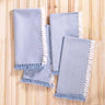 Blue & White Chambray Napkins with Fringe Edge by April Cornell at Welcome Home