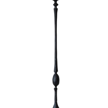 Tall hand forged iron candlestick in black