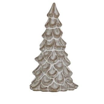 Stoneware pine tree with cream glaze