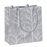 Gray patterned gift bag with handle on a white background