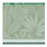Green and white patterned fabric with leaf design