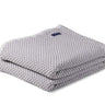 Image shows Faribault Mill’s Dove Grey bed blanket, folded