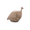 Decorative bird figurine with a patterned body on a white background