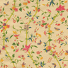 Colorful floral and butterfly pattern on a beige background