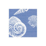 Napkin with white shell designs on a blue background