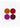 Four textured circular color swatches arranged in a 2x2 grid on a plain white background, showing shades of orange-brown, deep red, magenta, and dark plum.