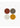 Four circular fabric swatches arranged in a 2x2 grid on a white background, featuring rust red, dark brown, light gray, and mustard yellow colors.