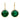 A pair of gold drop earrings with round faceted green gemstones, shown against a plain white background.