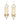 A pair of gold dangle earrings with oval white inlays and multiple dangling teardrop-shaped clear stones, shown on a plain white background.