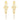 A pair of gold geometric dangle earrings with stacked rectangular and square plates connected by small gold rings, hanging from thin gold wires on a plain white background.