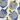Blue and yellow dreidels on a gold and white background