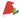 Red Santa hat with white trim and a green holly leaf on a white background
