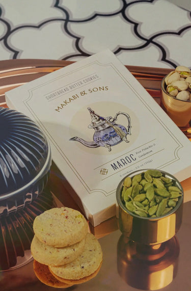 Vignette showing Makabi & Sons Shortbread Cookies - Maroc - Rose, Pistachio and Cardamom