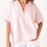 Amelia Short Sleeve Ruffle Tee Collection Shown in ‘Rose Quartz’