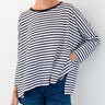 Catalina Slub Tee Petite Collection White with navy blue stripe and navy ringer collar