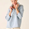 Emerson Pop Up Collar Top | Light Chambray - front