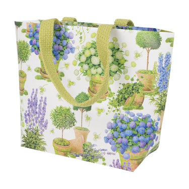 Potted Hydrangeas Gift Bag | Small - handles down, turned to show the side