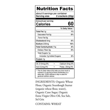 Olive Oil & Sel Gris Flatbread Crackers Nutrition facts