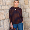 Catalina Ruffle Henley Sweater | Walnut & Marine