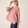 Catalina Striped Tee | Currant Model has paired this top with dark denim jeans and a lighter chambray button up