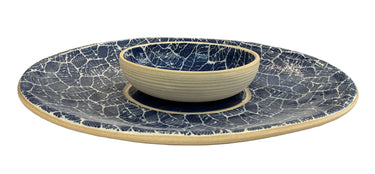 Terrafirma Foliage Chip & Dip Platter in Cobalt - Profile
