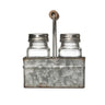 Salt and Pepper Shaker in Metal Caddy with Wood Handle