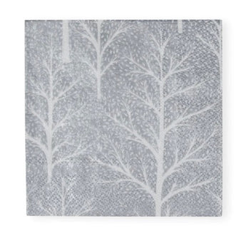 Caspari Silver & White Winter Trees Cocktail Napkin