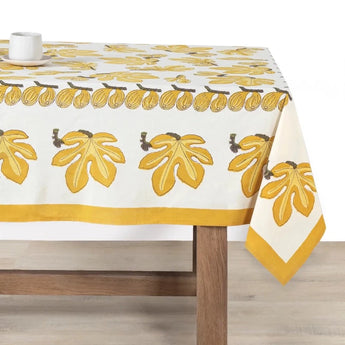 Couleur Nature Block Print Fig Citrine Tablecloth