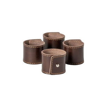 Deep Brown Leather Vegetable Tanned Napkin Rings by Cassafina of Portgugal