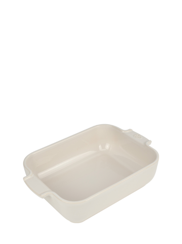 Peugeot Red Appolia Ecru Linen White Rectangular Ceramic Baker with Handles at Welcome Home in Annapolis